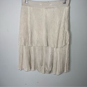 Wolford Nude Cream Tiered Pleated Mini Shift Skirt